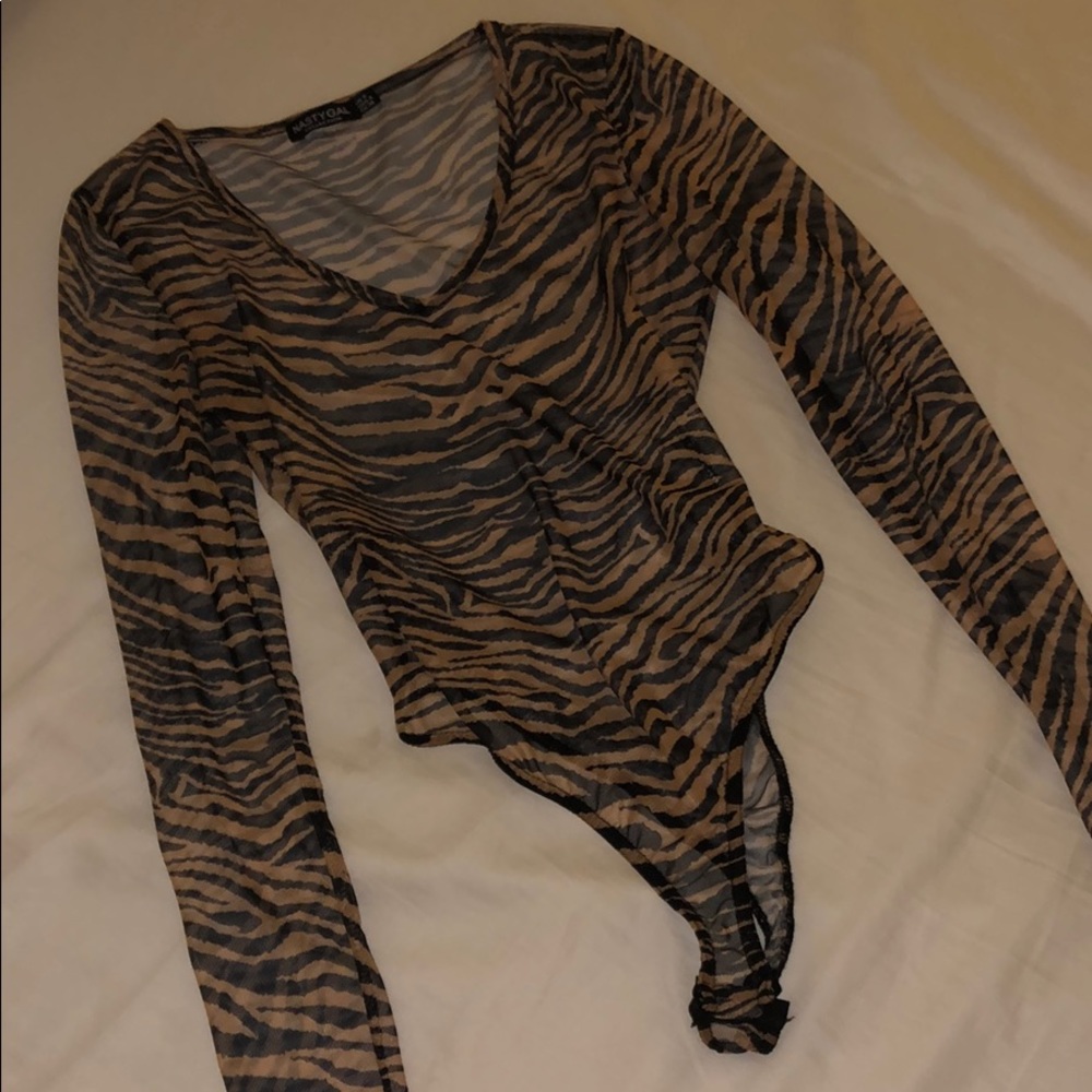 NASTY GAL MESH ZEBRA BODYSUIT